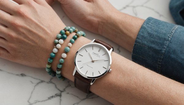 Comment porter un bracelet de pierre avec une montre élégamment ?
